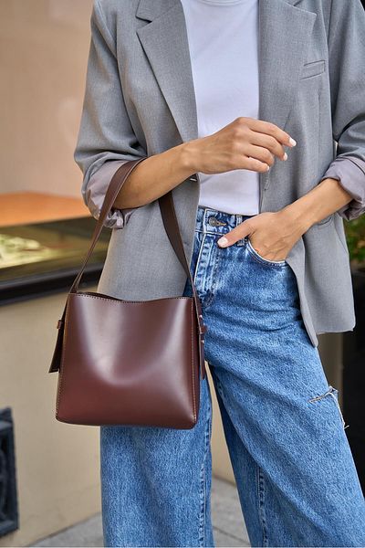 Madamra Braune Umhängetasche aus weichem Leder für Damen – verstellbarer Riemen