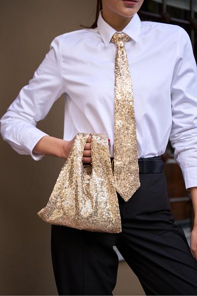 Madamra Goldene Handtasche mit Pailletten für Damen