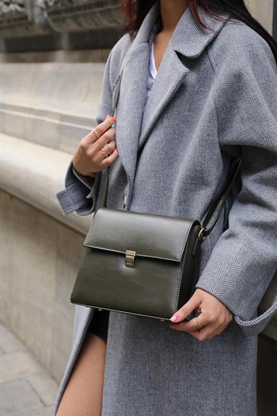 Madamra Khakifarbene Damen-Design-Vintage-Tasche