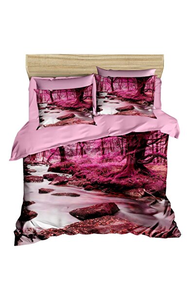 Fabeteks Irmak Forest Scenery Autumn 3D Digital Double Duvet Cover Set