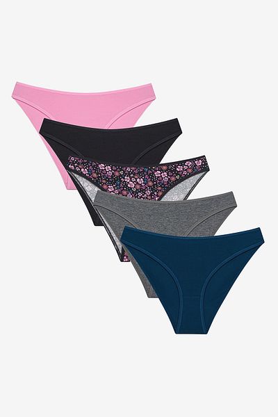 Penti Chiloți slip multicolori florali de toamnă, pachet de 5