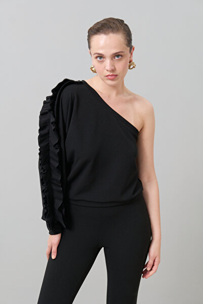 Roman Tek Omuz Örme Bluz Siyah K2523004_001