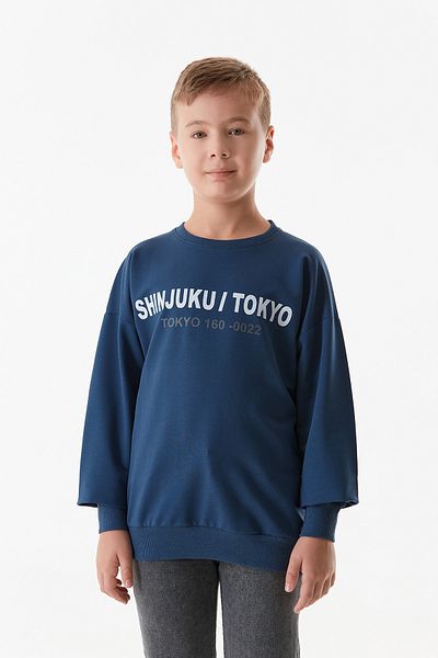 Fulla Moda Hanorac pentru băiat cu gât crew cu imprimeu text Tokyo