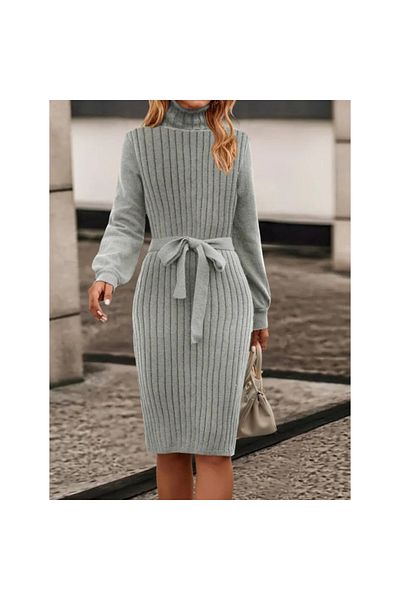 Trendusfashion Μίνι πλεκτό φόρεμα με μακρυμάνικο ζιβάγκο