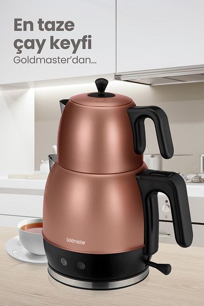 GOLDMASTER By-4304-g Nısa Steel Tea Machine Gold