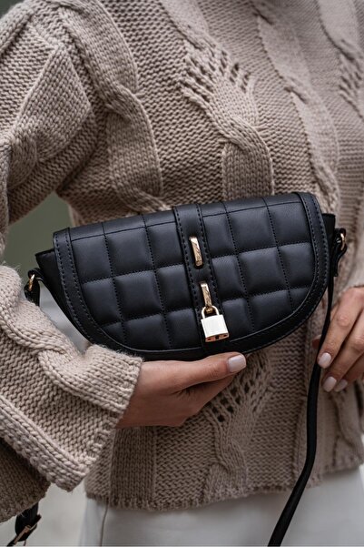 Madamra حقيبة كروس نسائية مبطنة باللون الأسود