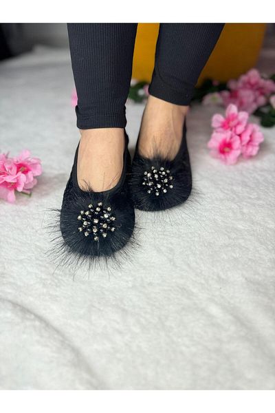 SiFu STYLE Κομψότητα και άνεση μαζί: Μαύρα Diamond Stone Home Ballerina Pisi Booties