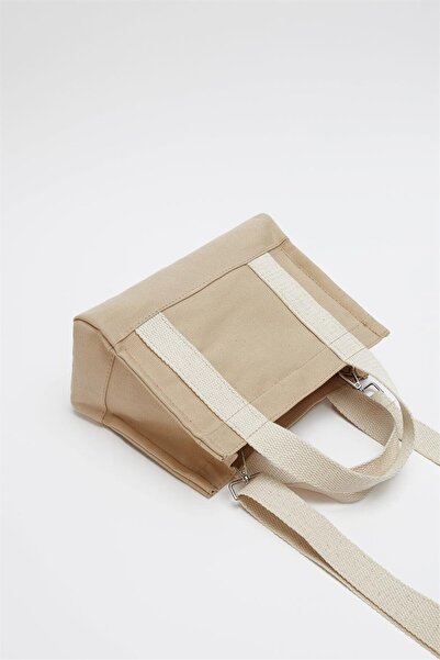 Madamra Beige Women's Crossbody Canvas Bag