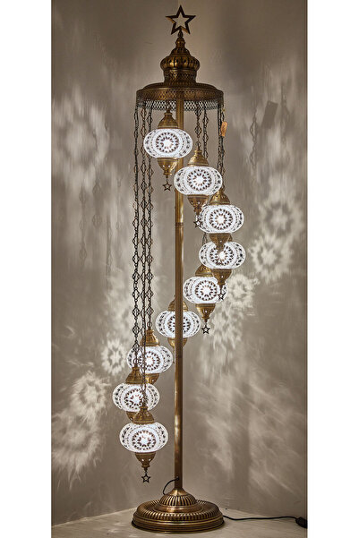 Demmex El Yapımı Mozaik Ayaklı Lambader 9''lu Otantik Lamba Dekor Tabanlı Türk Lambası