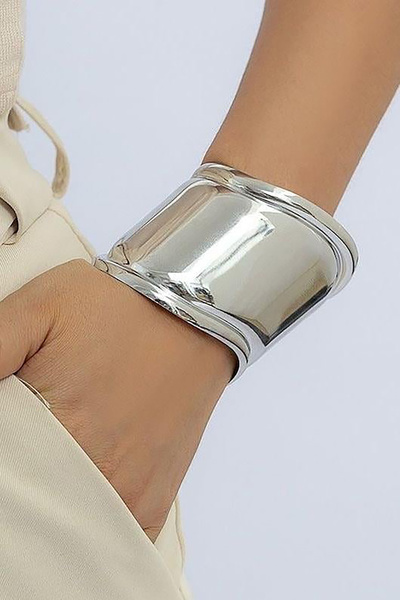 TAKIŞTIR Gümüş Renk Metal Kelepçe Bileklik