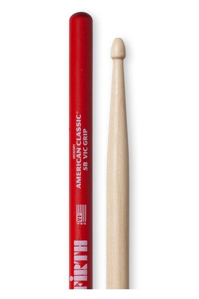 Vicfirth-4c Vicfırth V5Bvg Baguette (Pair) Vic 5B Grıp, Hıckory, 0.595"X16", Medium Baguette (Pair) Vic 5B Grıp Hıckory