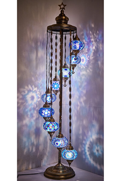 Demmex El Yapımı Mozaik Ayaklı Lambader 9''lu Otantik Lamba Dekor Tabanlı Tür...