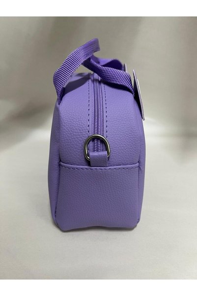 ErcanBag Purple Children's Handbag Cat Patterned Shoulder Bag
