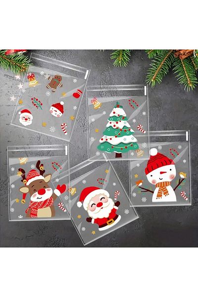PABALAS 20 New Year's Themed-Designed Self-Adhesive, Candy & Cookie Bags