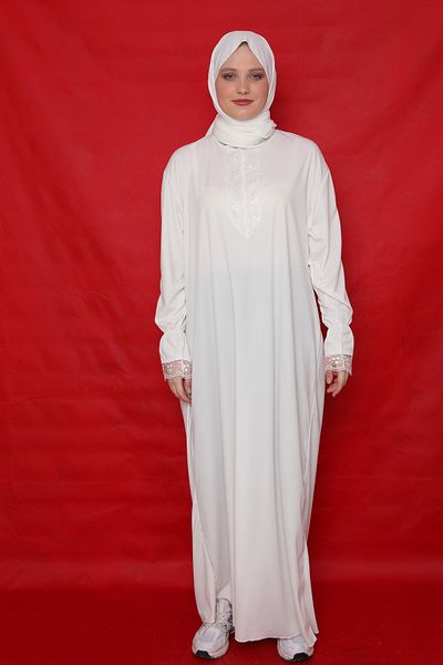 Kutay Collection فستان صلاة نسائي حجاب مع شال ذاتي