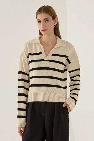 Hiccup Pulover tricot cu guler polo în dungi