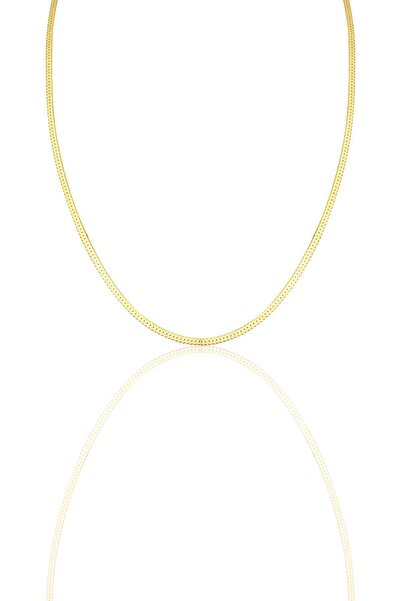 Söğütlü Silver Gümüş Italyan Yassı Zincir Kolye Altın Sgtl11757