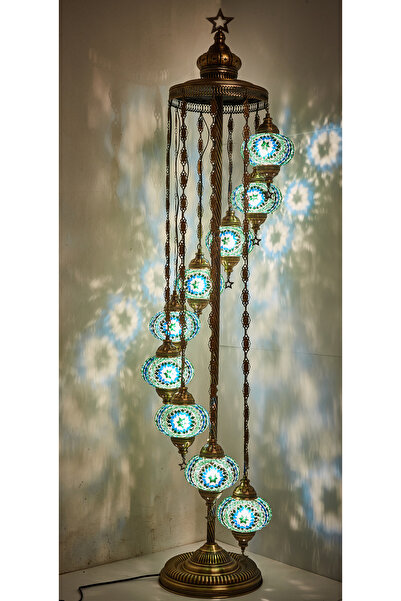 Demmex El Yapımı Mozaik Ayaklı Lambader 9''lu Otantik Lamba Dekor Tabanlı Tür...