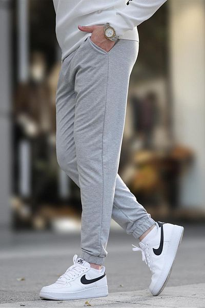 Madmext Gefärbte graue Herren-Basic-Jogginghose mit Taschen und elastischen Beinen 6547
