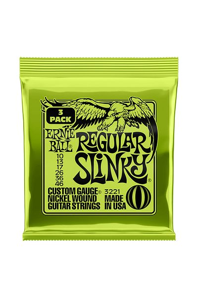 Ernie Ball P03221 Regular Slinky 3 Pack Electric Guitar String - 10-46