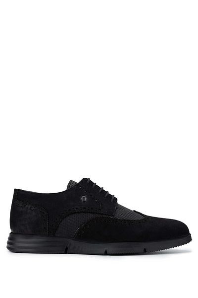 Tamer Tanca Men's Genuine Leather Black Suede Loafer Shoes