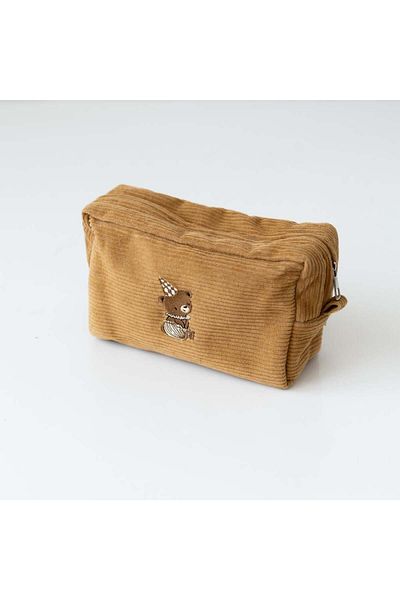 Mama Yoyo Baby&Kids Velvet Colored Mama Yoyo Organizer - Cinnamon Embroidered Teddy Bear 24*14*10 cm
