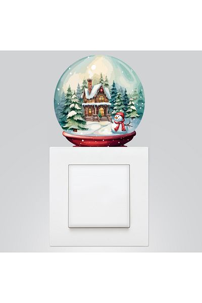 Bimotif Autocolant priza de Anul Nou 9x12 cm, Borcan de sticlă cu ornament de Anul Nou 15 buc