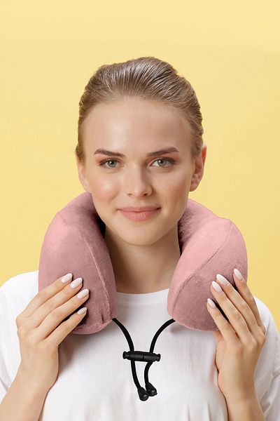 Viscofoam Comfy Orthopedic Travel Pillow Visco Neck Supported Travel Pillow - Salmon |   Ergo Travel