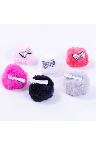 Bimotif Pompom hair cap with rhinestones, pink
