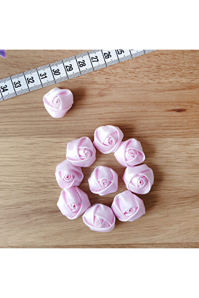 Bimotif Açık Pembe Saten Gül, 2 Cm 10 Adet