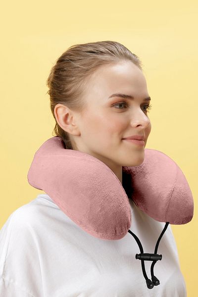 Viscofoam Comfy Orthopedic Travel Pillow Visco Neck Supported Travel Pillow - Salmon |   Ergo Travel