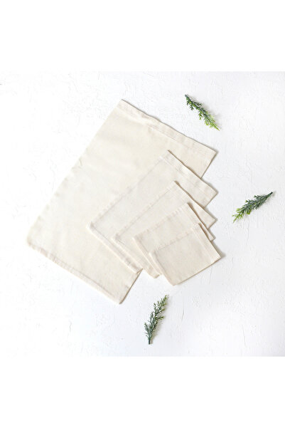 Bimotif Düz krem ham bez kumaş kese, 13x18 cm 10 adet