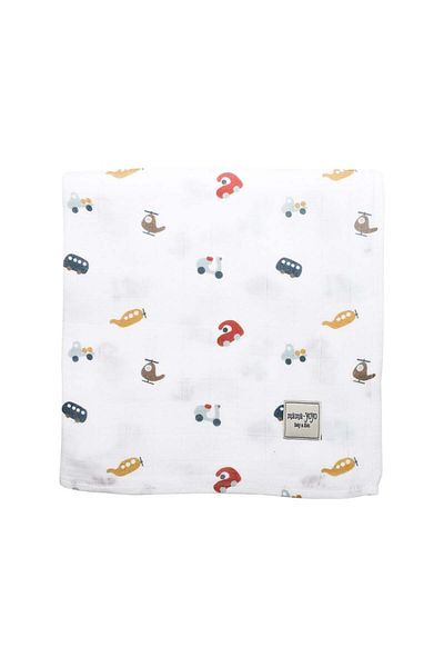 Mama Yoyo Baby&Kids بطانية موسلين عضوية متعددة الأغراض - 100% قطن بيبسي / سيارات - 120x120 سم