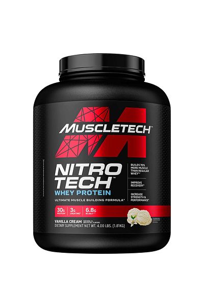 MUSCLETECH Nitro Tech Whey Protein, Vanilla Cream, 4 LB