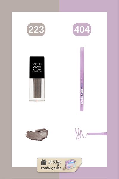 Pastel Glow Liquid Eyeshadow 223 + Waterproof Gel Eye Pencil 404 + Togin Bag - Mix Set