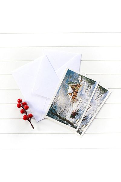 Bimotif 10-piece New Year's Card and Envelope Set - New Year's House