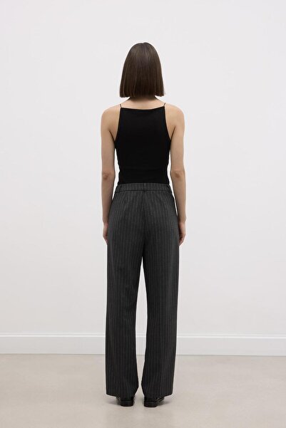 KADRİYE BAŞTÜRK Gray Striped Fit Palazzo Trousers