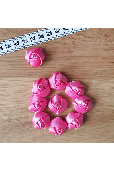 Bimotif Şeker Pembe Saten Gül, 2 Cm 10 Adet