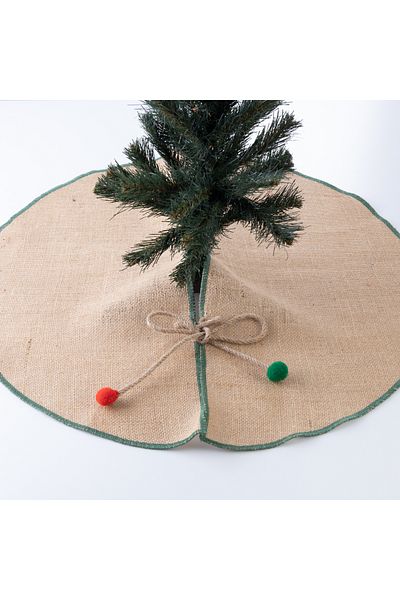 Bimotif Christmas Pine Tree Cover, Jute with Overlock Edge, Green 90 cm