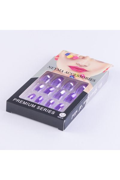 Bimotif Takma tırnak, 12li parlak premium set, lila