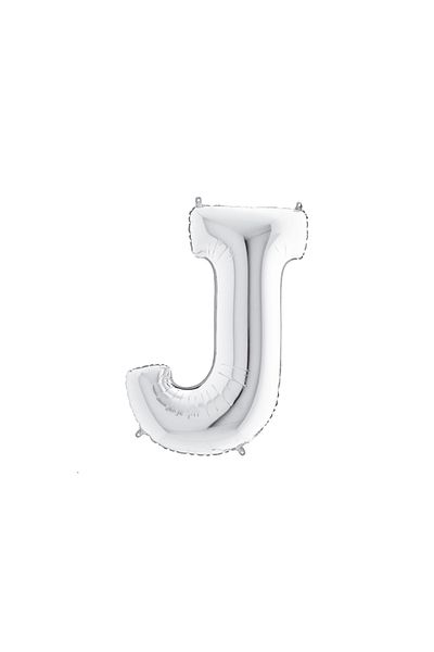 Bimotif J letter shaped silver color foil balloon 40inc 1 piece