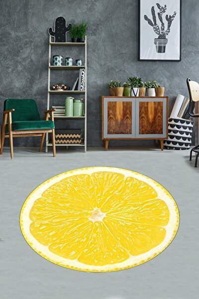 uygun dekor Sarı Limon Desenli Limonlu Desen Dijital Baskı Yıkanabilir Kaymaz...