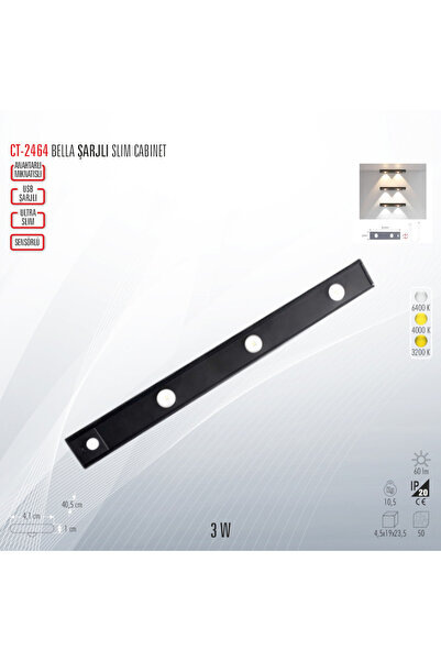 Cata CT-2464 BELLA ŞARJLI SLIM CABINET SİYAH