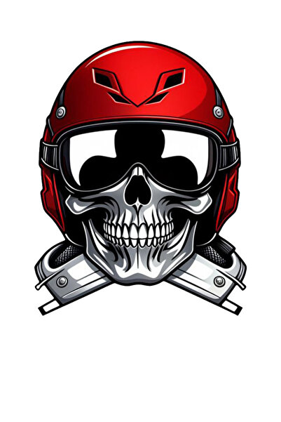 MegaSticker ملصق جمجمة على الجليد مقاس 13 × 11 سم مع خوذة - سيارة، دراجة ناري...