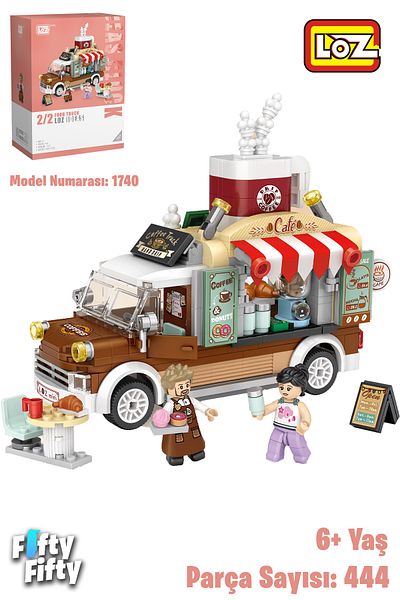 Vagonlife Loz Mini Block Food Truck/Coffee Truck - Lz1740, 444 Piece Toy Building Set