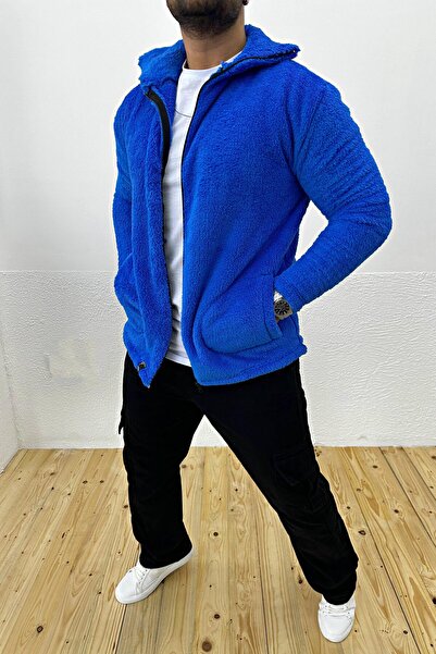 VİP LOKAL Μπλε βελούδινο μπουφάν με φερμουάρ