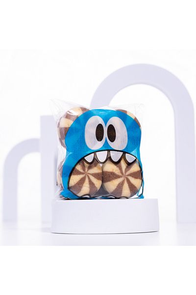 Bimotif Transparent bag with blue monster pattern tape, 10x15 cm 250 pieces