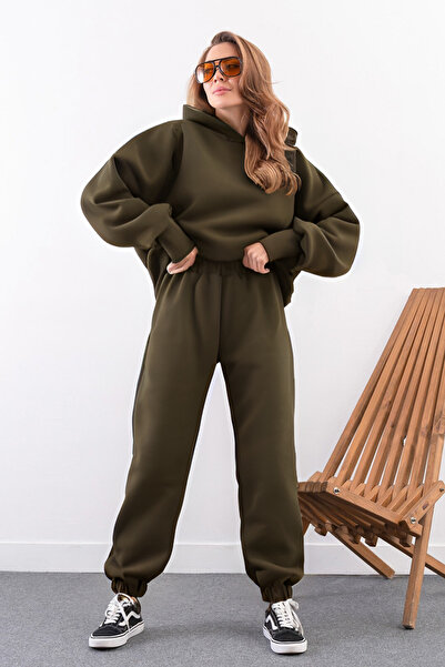 CMZ COLLECTİON Ανδρικό σετ φόρμας jogger με 3 κλωστές, χοντρό, χειμερινό, uni...