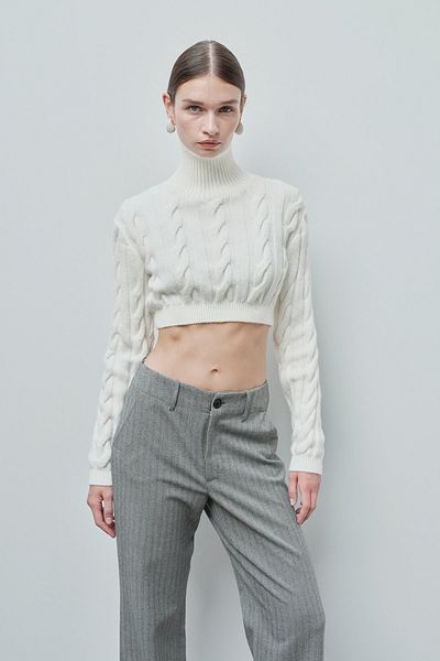 VATKALI Turtleneck Knitted Crop Sweater