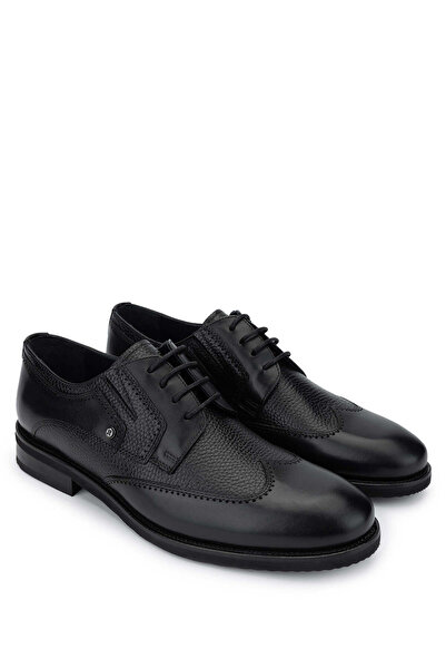 Tamer Tanca Erkek Hakiki Deri Siyah Günlük Ayakkabı